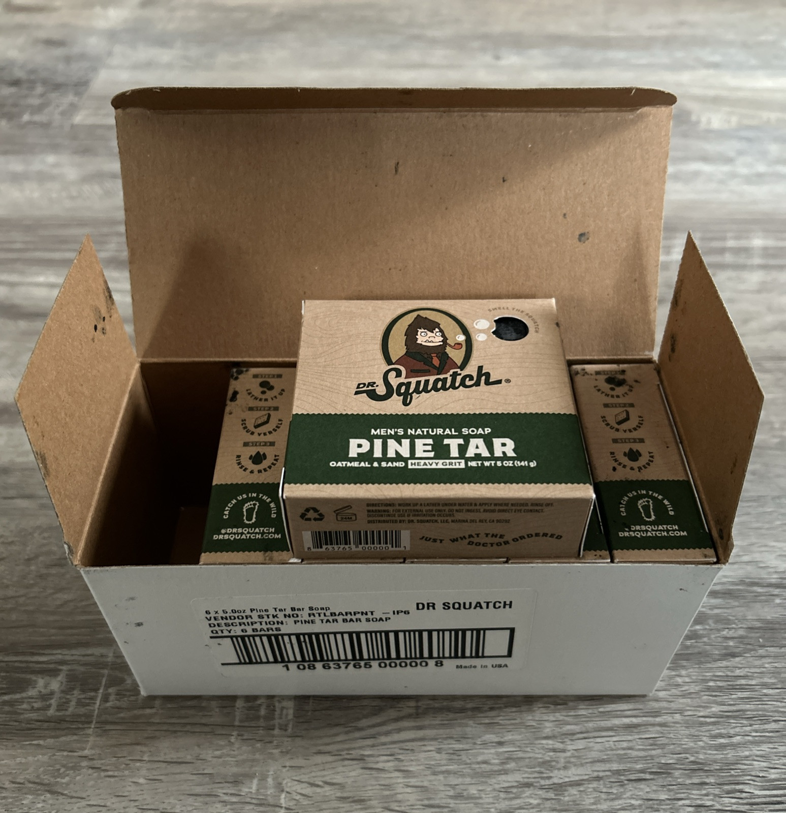 New! Dr. Squatch PINE TAR Natural Bar Soap 5oz each 6-Pack**Free Shipping**