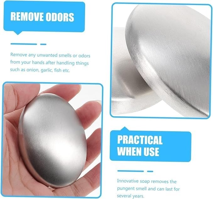 Stainless Steel Bar Soap, Metal Soap Bar Odor Removing Bar