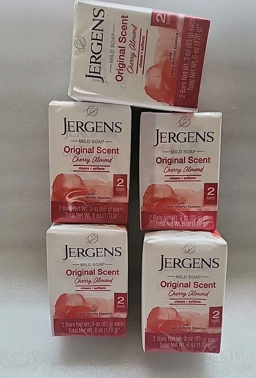 JERGENS MILD SOAP Original Scent Cherry Almond 5 Two packs 10 Total Bars 3 OZ ea