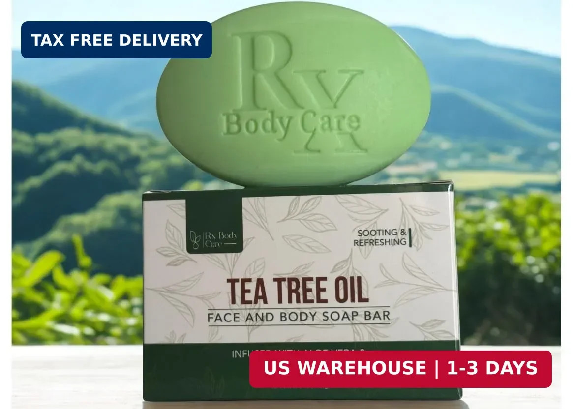 Tea Tree Oil Soap Bar For Face & Body 4.0 oz | Antiseptic Cleanser Against Odor,