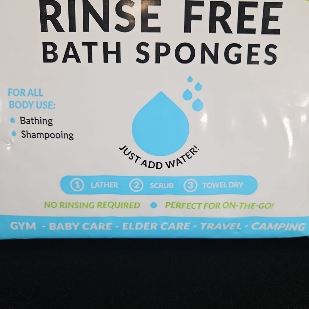 Scrubzz Rinse Free Bath Sponges Unscented 25 Pc Rinse Free Gym Camping Travel