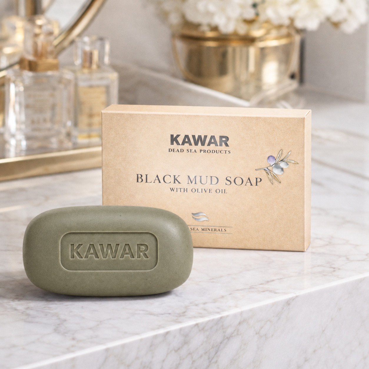 Kawar Dead Sea Black Mud Soap with Shea Butter & Olive Oil Vegan Soap Pack Of 2