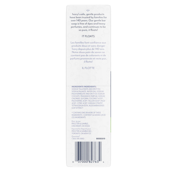 Ivory Gentle Bar Soap – Aloe Scent (10 Bars/Pack), 31.7oz