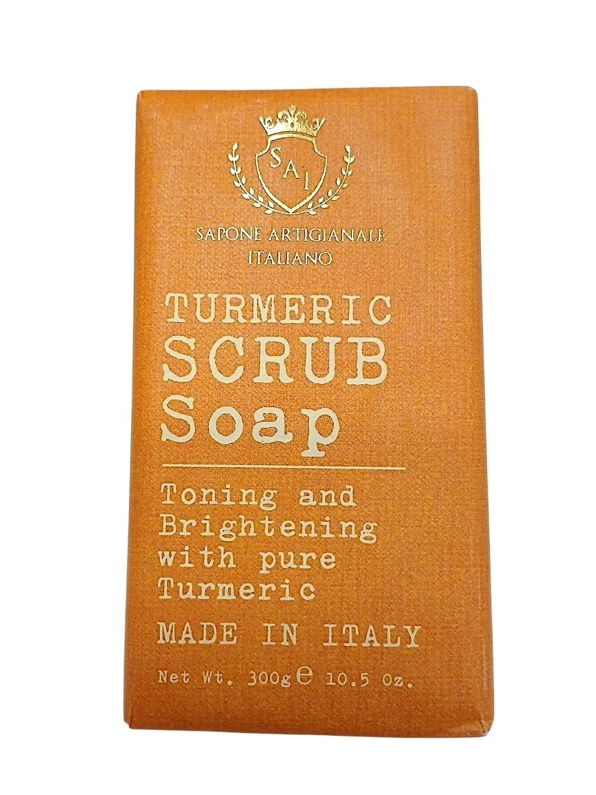 Italy Saponificio Tumeric Scrub Bar Soap 10oz Toning Brighten Cocunut Hydrating