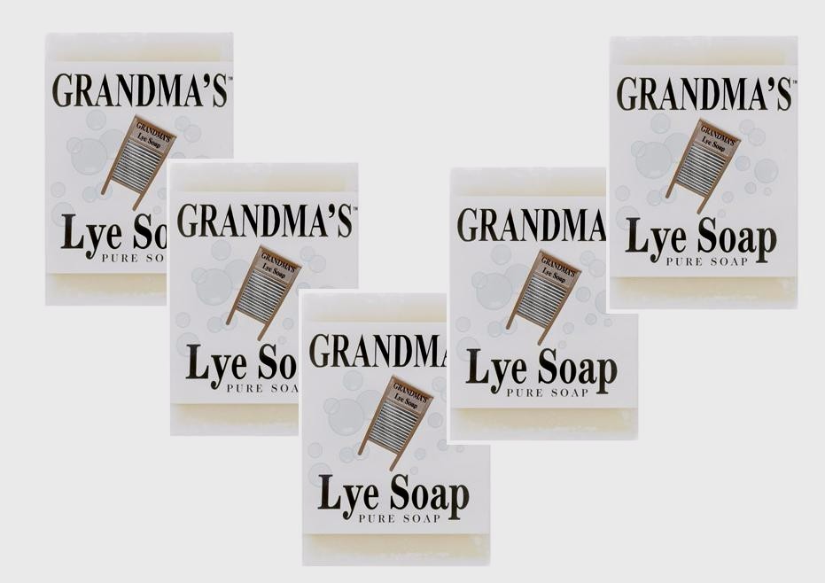 5pk~ GRANDMA’S LYE Soap 6oz Bar Clothing Skin Relieves Pain Itch NATURAL Remwood