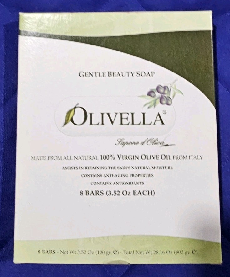Olivella Gentle Beauty Soap 100% Virgin Olive Oil From Italy 3.52 OZ. 8 pack
