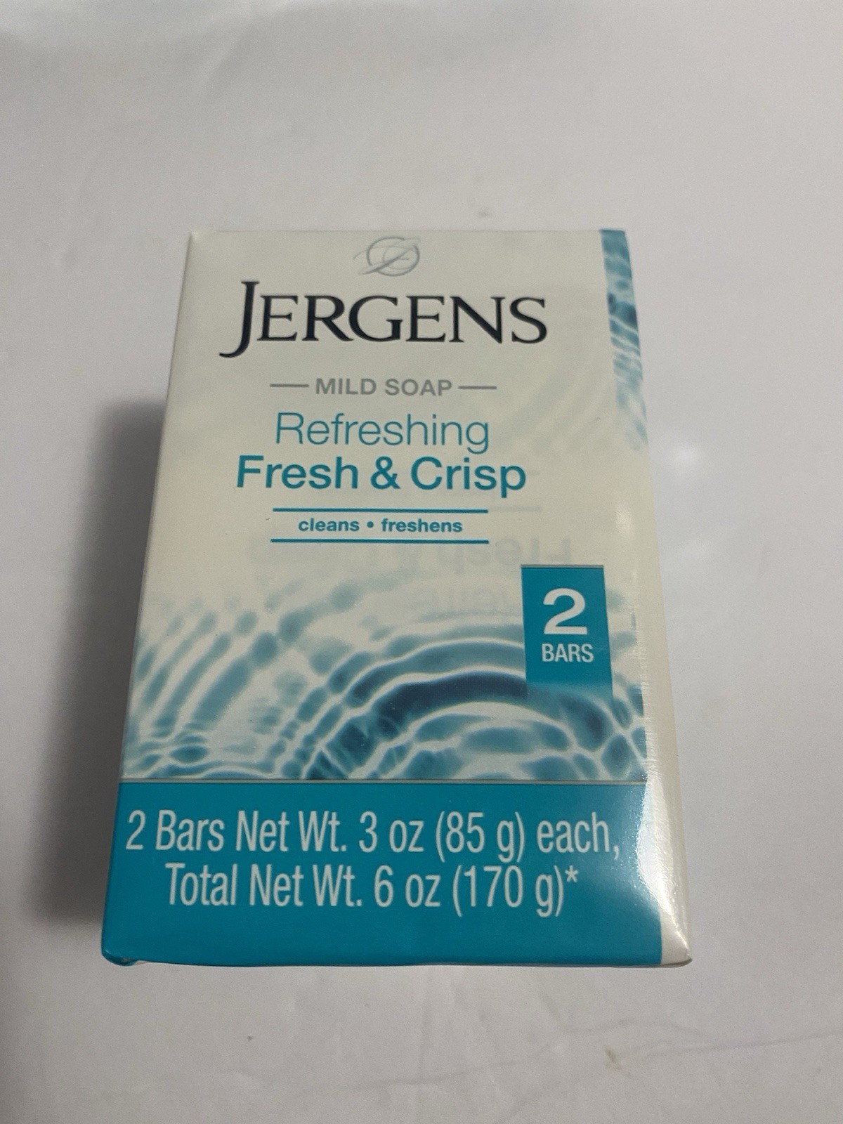 Jergens Refreshing fresh& Crisp Mild Soap 6 Bars (3 packs x 2 ) 3 Oz Each