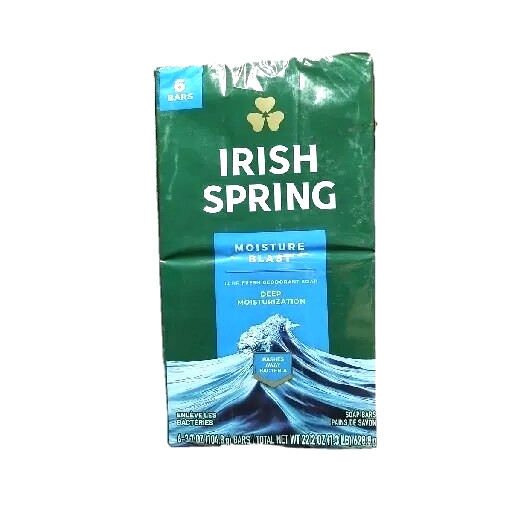 Irish Spring Moisture Blast Body Soap 3.7oz 6 pk 12Hr Fresh Deodorant Protection