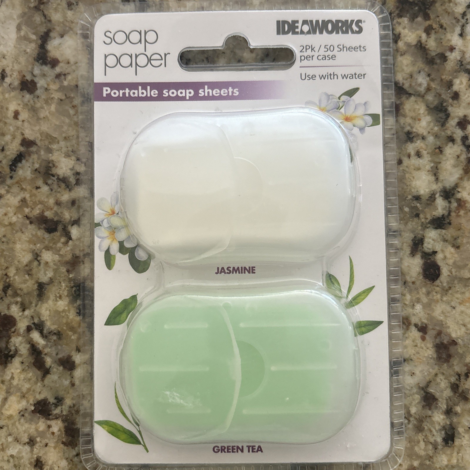 Ideaworks Soap Paper 2 pk 50 Soap Sheets Per Pack Scented Pocket-Size Brand New