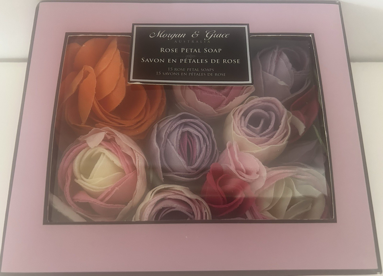 NIB Morgan & Grace Australia 15 Scented Soap Petals Rose Petal Soap # 9082