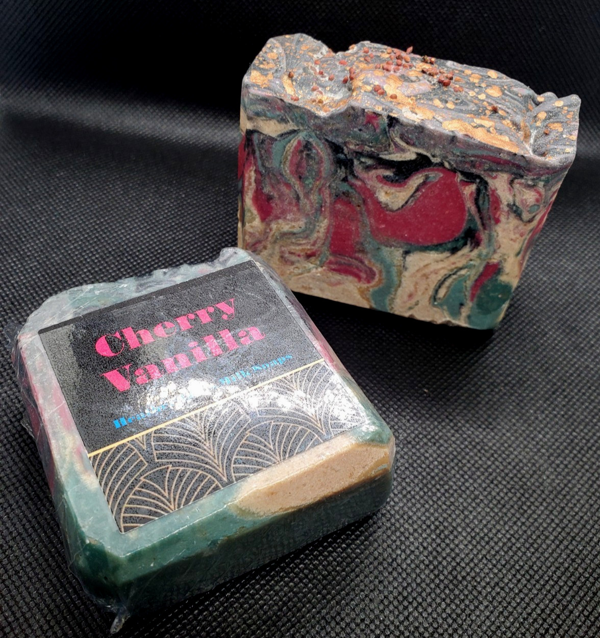 Artisan Cold Process Coconut Milk Cherry Vanilla Soap Approx. 5.5oz
