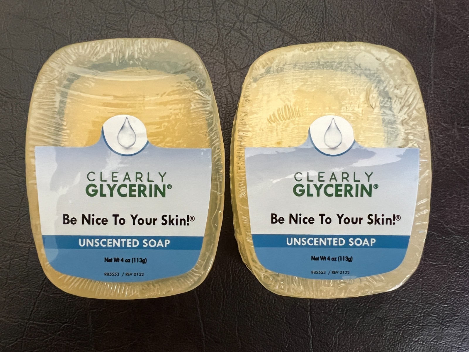 2 Bars of Clearly Glycerin Soap UNSCENTED 4 oz each *SEALED*
