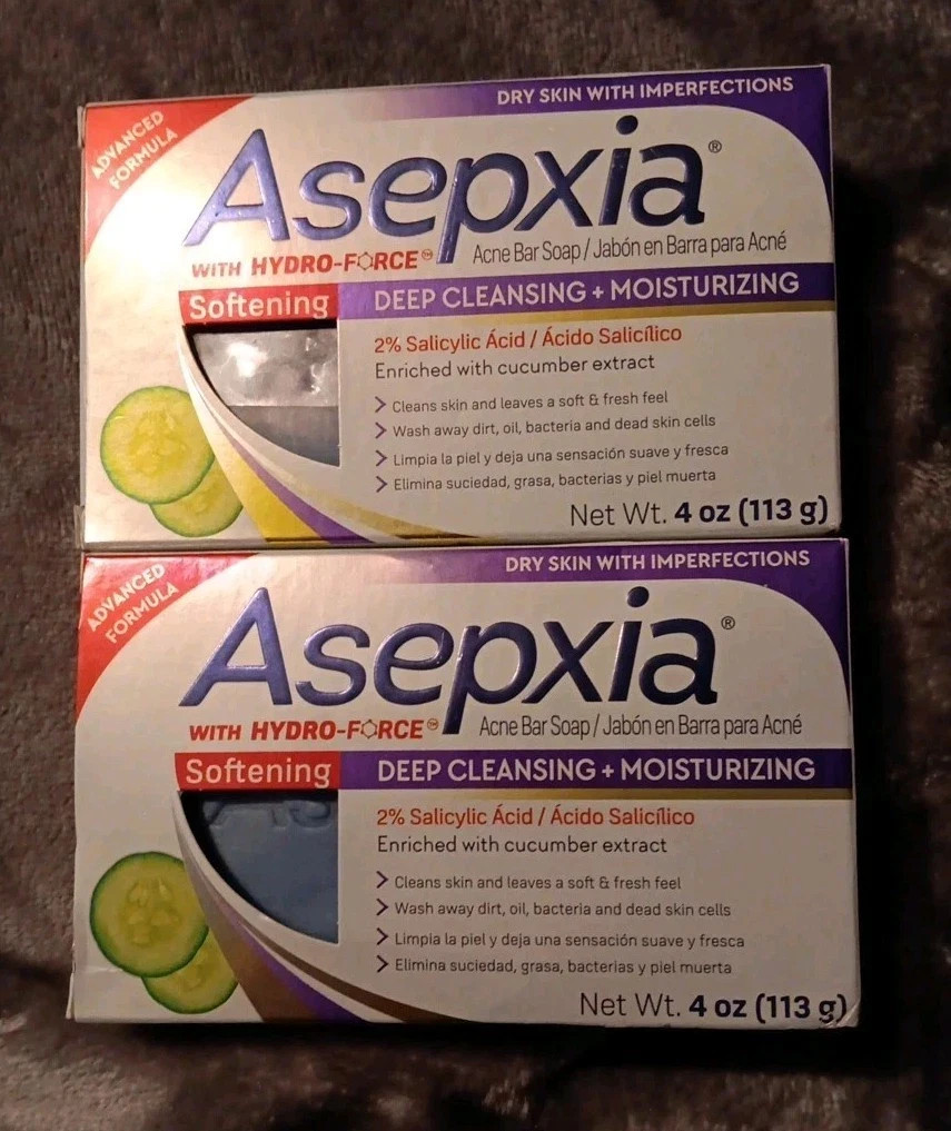 2 Asepxia Softening Acne Bar Soap Deep Cleaning + Moisturizing, 4oz. Exp 07/26