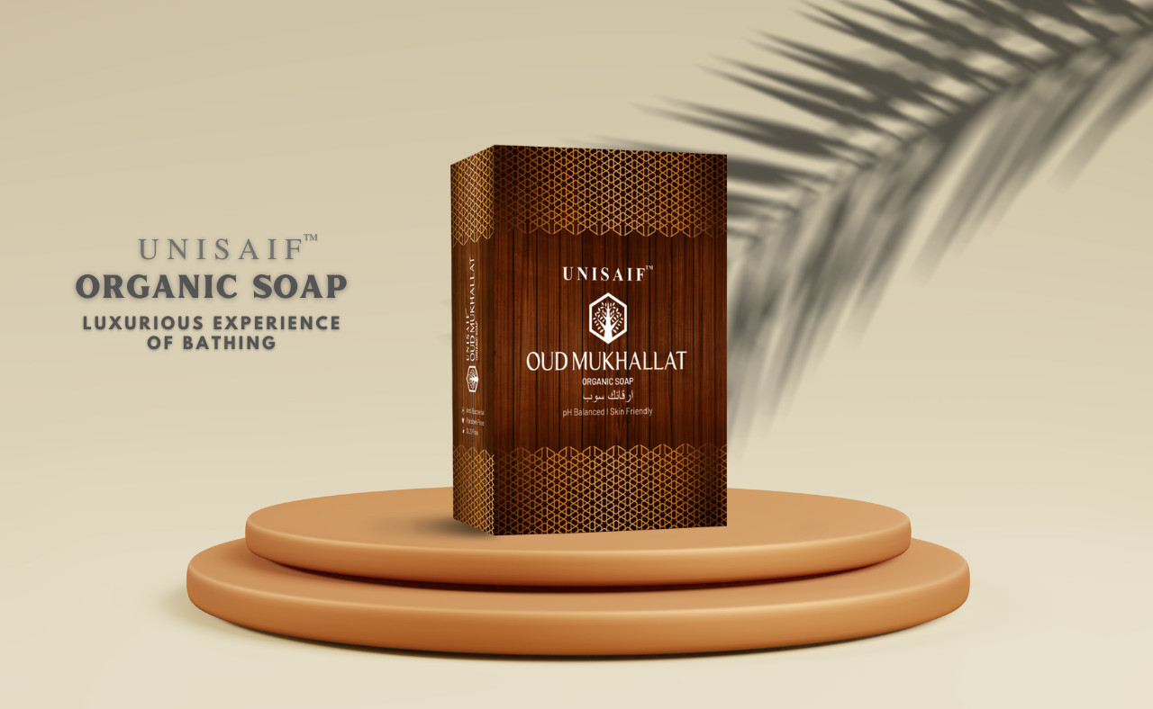 Unisaif Oud Mukhallat Organic Body Soap Bar, Moisturizing Soap With Shea Butter