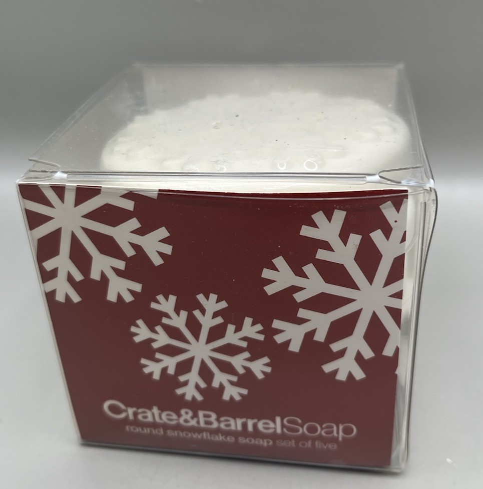 NEW Crate&Barrel (5) Round Snowflake Soaps Made In The USA