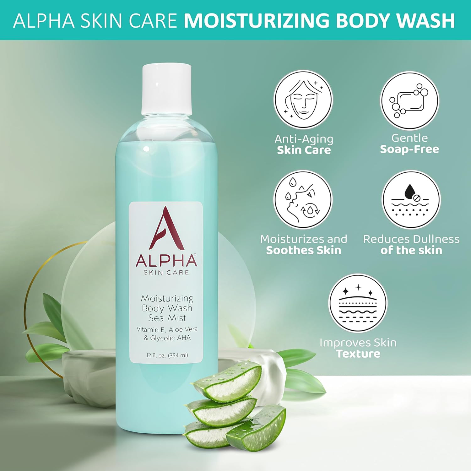 Skin Care Moisturizing Body Wash, Gentle Soap-Free Anti-Aging Formula, Glycolic