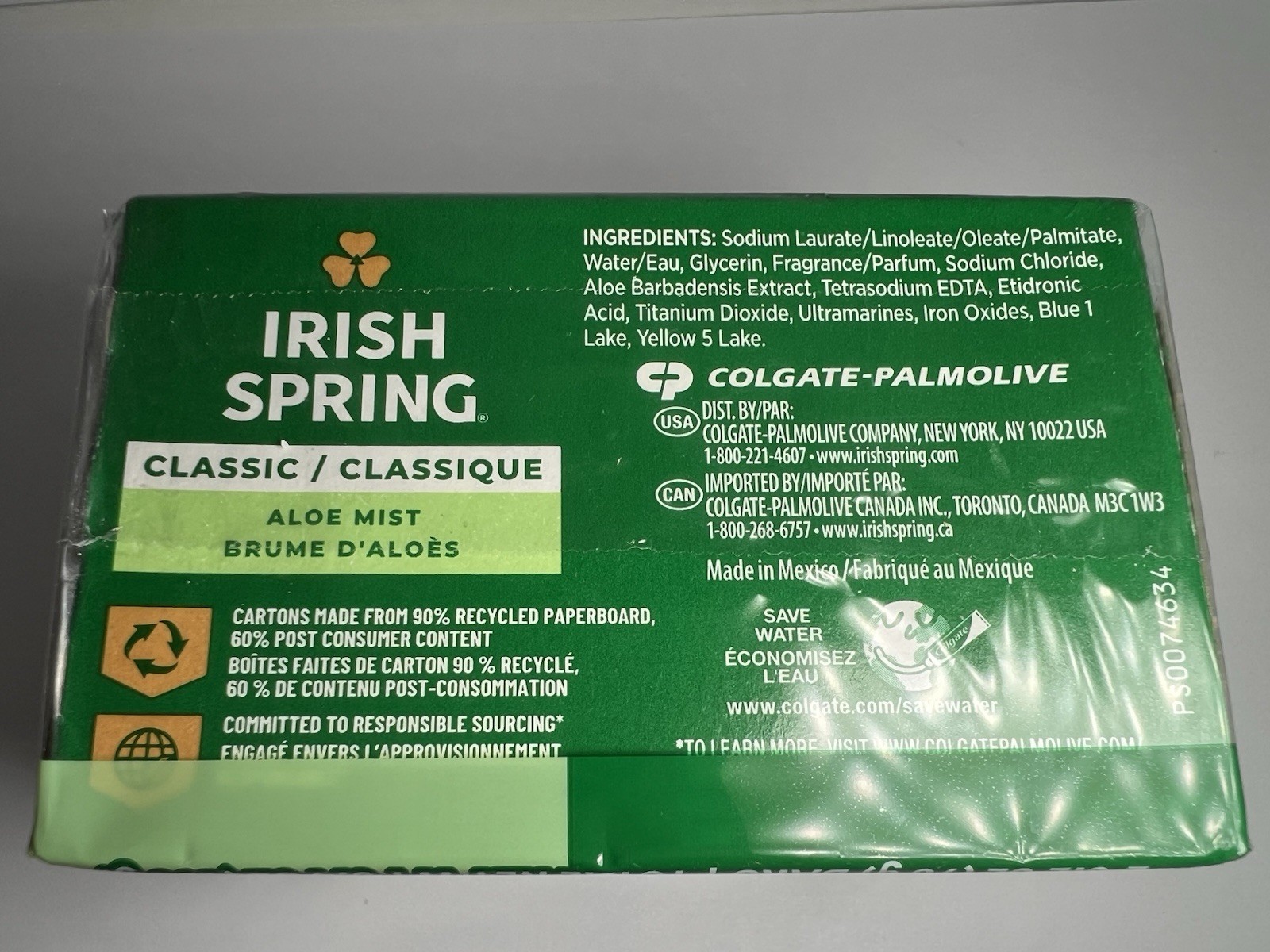 Irish Spring Aloe Mist Bar Soap 2-Pack (3.2 oz Each)-Fresh Scent, Deodorant Soap