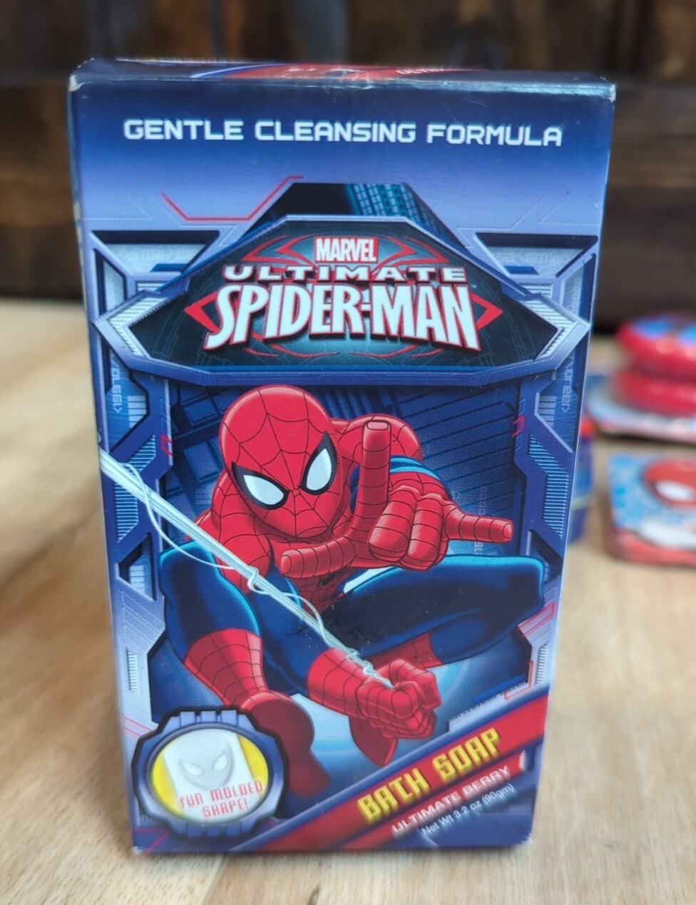 Marvel Ultimate Berry Spiderman Molded Bath Soap Bar Magic Towel Puzzle Spinner