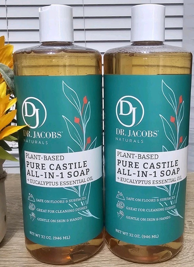 2pk Dr Jacobs Naturals Eucalyptus Oil Pure Castile Plant Based All-in-One Soap