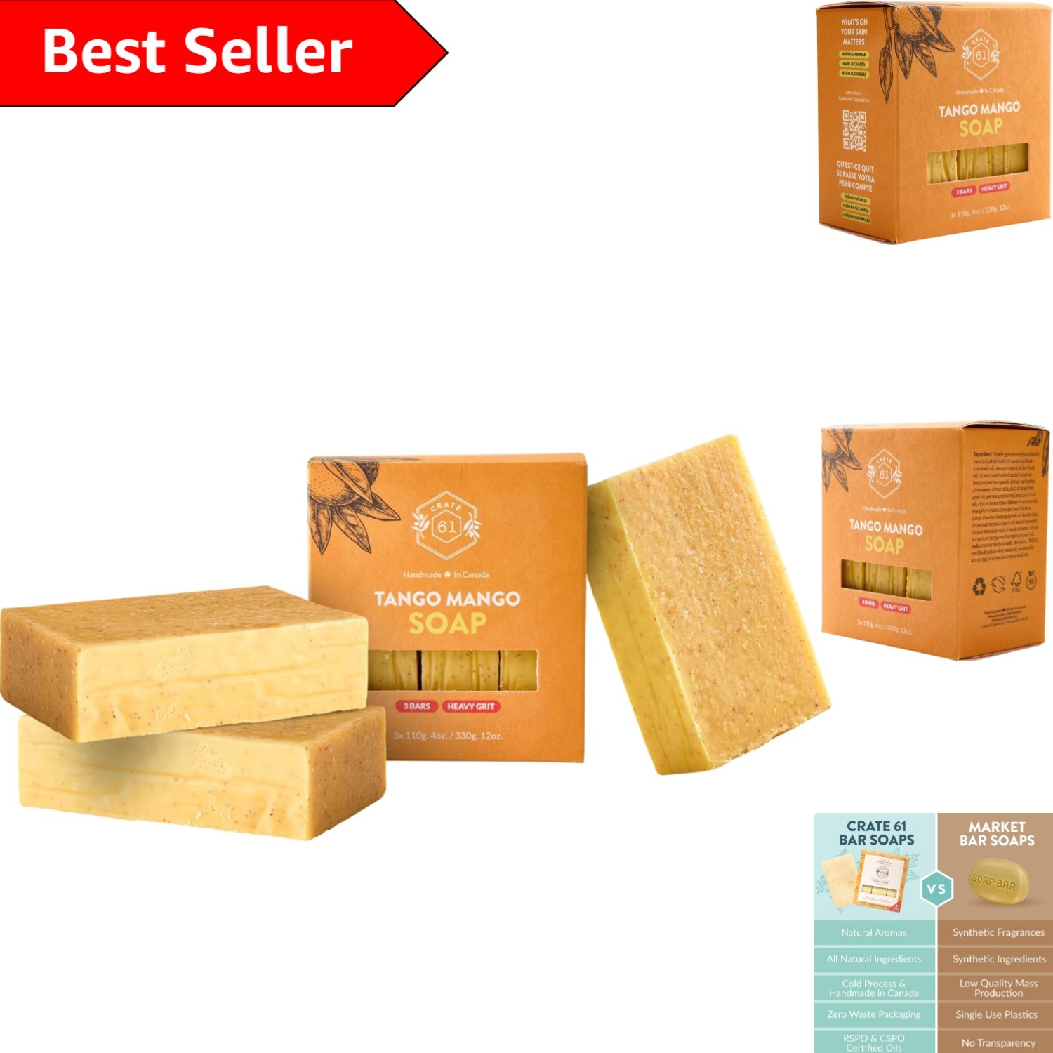 Tango Mango Bar Soap – Artisan Handmade, Organic & Biodegradable Pack of 3