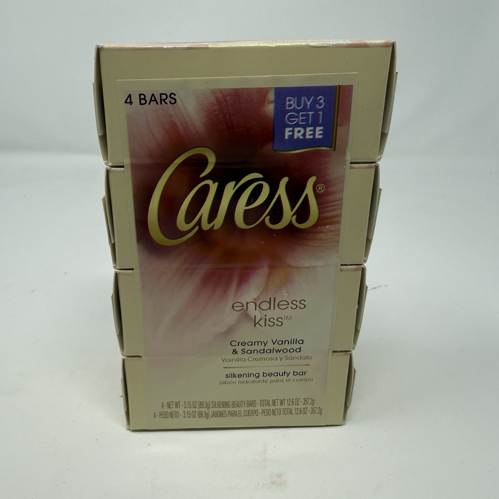 Caress Bar Soap(4)pk Endless Kiss Creamy Vanilla & Sandalwood Silkening Retired