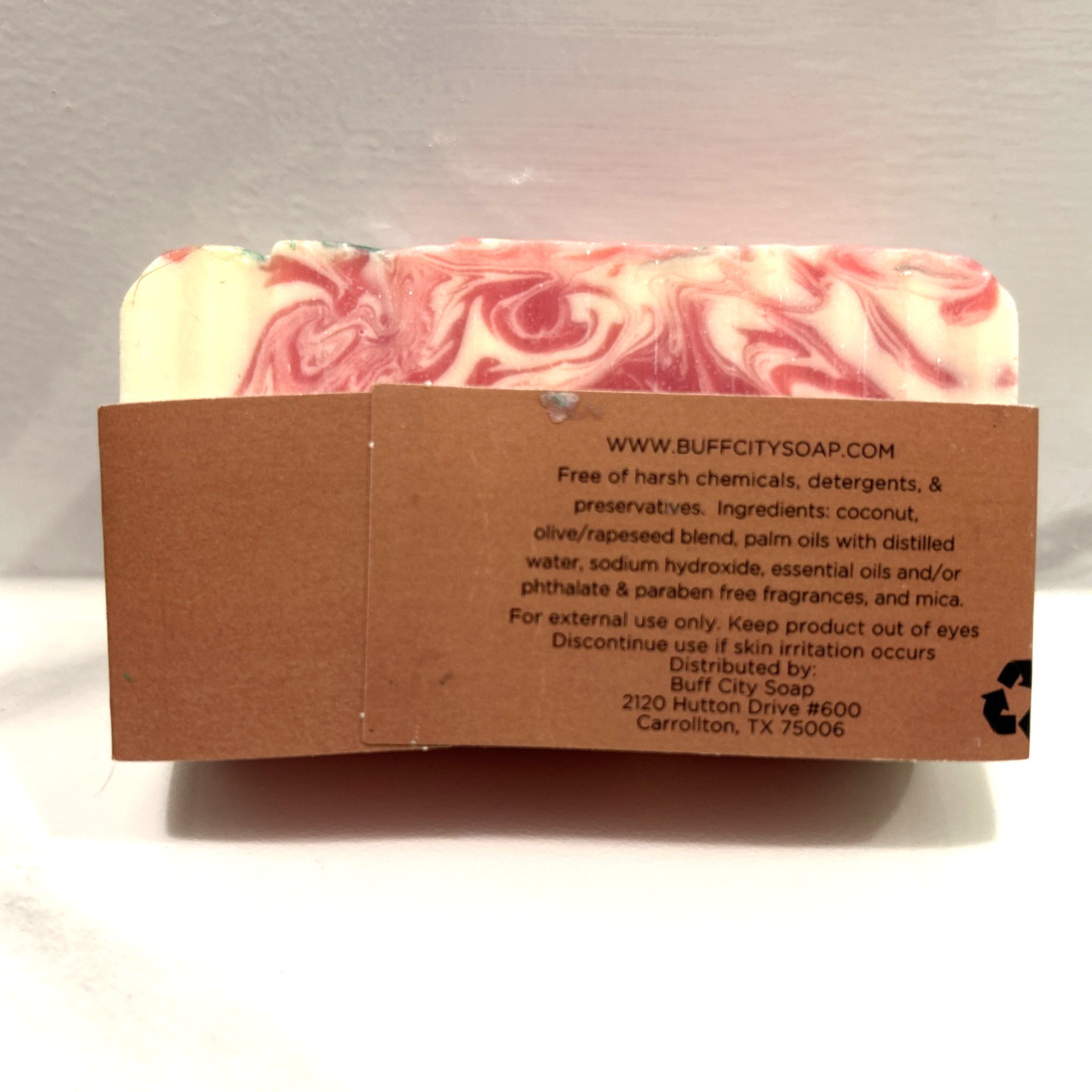 Buff City Soap Candy Cane 5.5oz Bar Pink White NEW