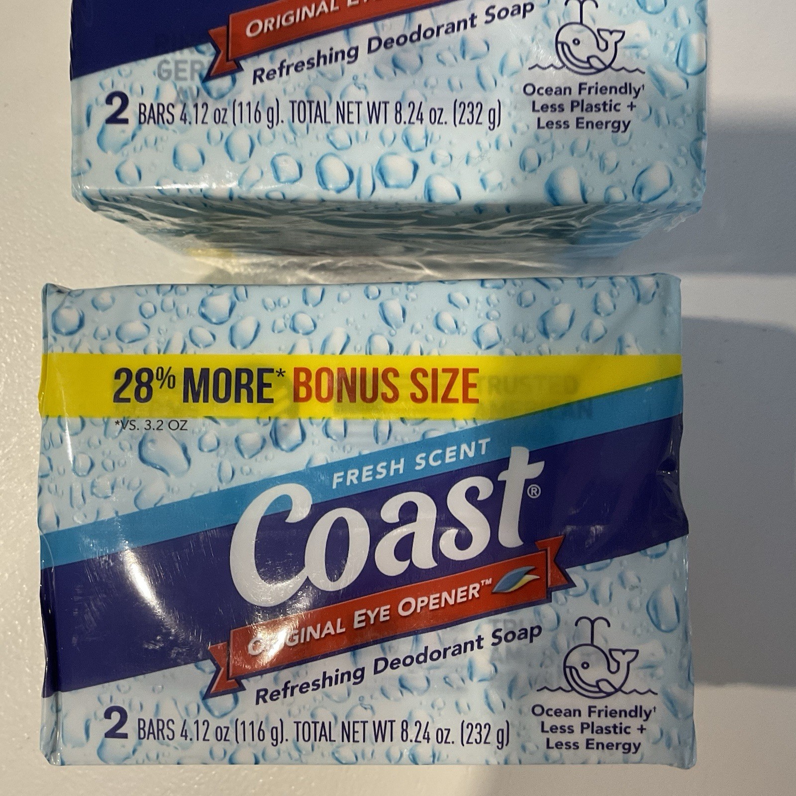 Pack of 2 Coast Deodorant Soap Bar Fresh Scent 4.12 oz Each Eye Opener Lot Of 2