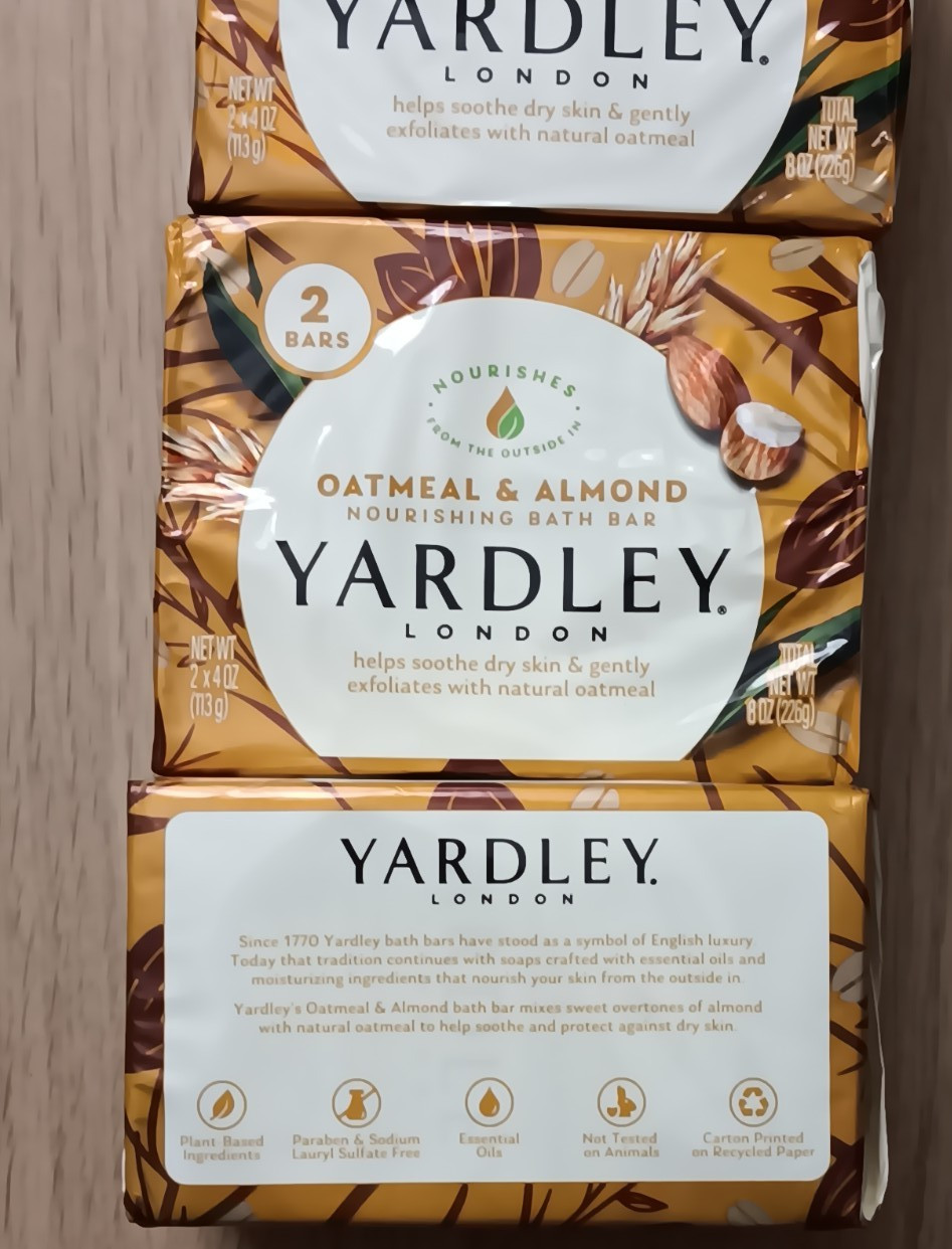 Yardley London Oatmeal & Almond Naturally Moisturizing Bath Bar Soap Lot Gentle