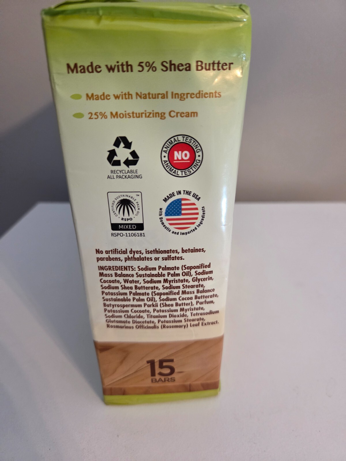Kirkland Signature 15 Pack Shea Butter Bar Soap -15 Full Size Bars 4.5 oz each