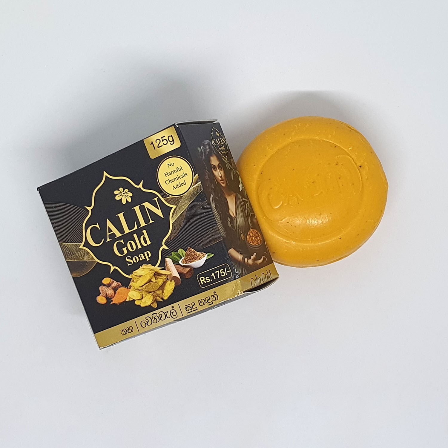 CALIN Gold Beauty Soap with Pure Natural Ceylon Turmeric Venivel Sandalwood 125g