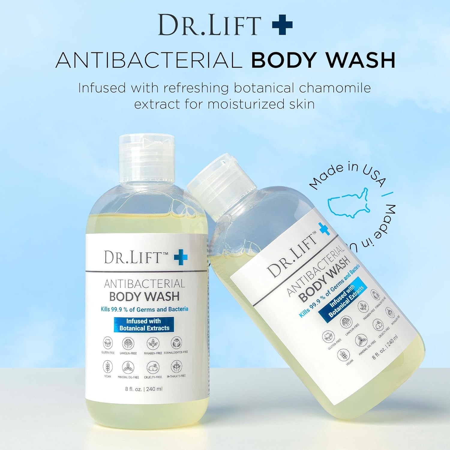 Antibacterial Body Wash, Refreshing Scent, Hydrating Shower or Bath Cleanser