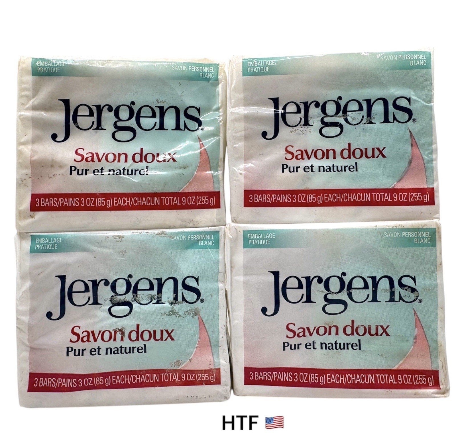 Jergens Gentle Pure and Natural White Soap Set of 4 Packs (12 Bars Total) New