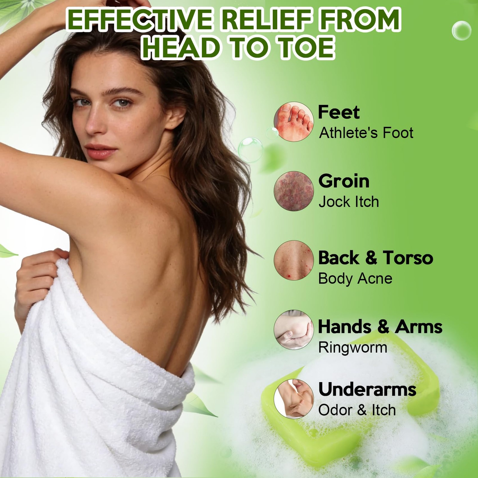 Urrznp Tea Tree Oil Antifungal Soap Natural Body Wash Bar for Jock Itch