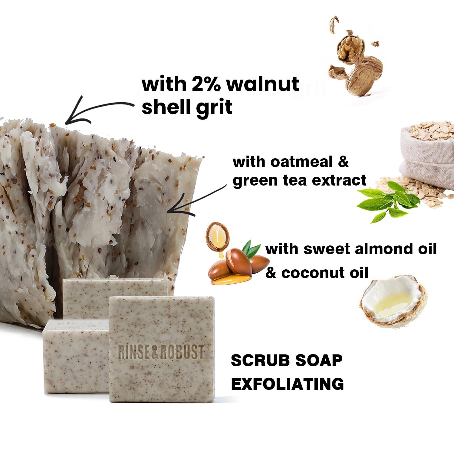 Rinse & Robust Mens Bar Soap Bath 3.5 Ounce (Pack of 3), Ounce(Pack 3)