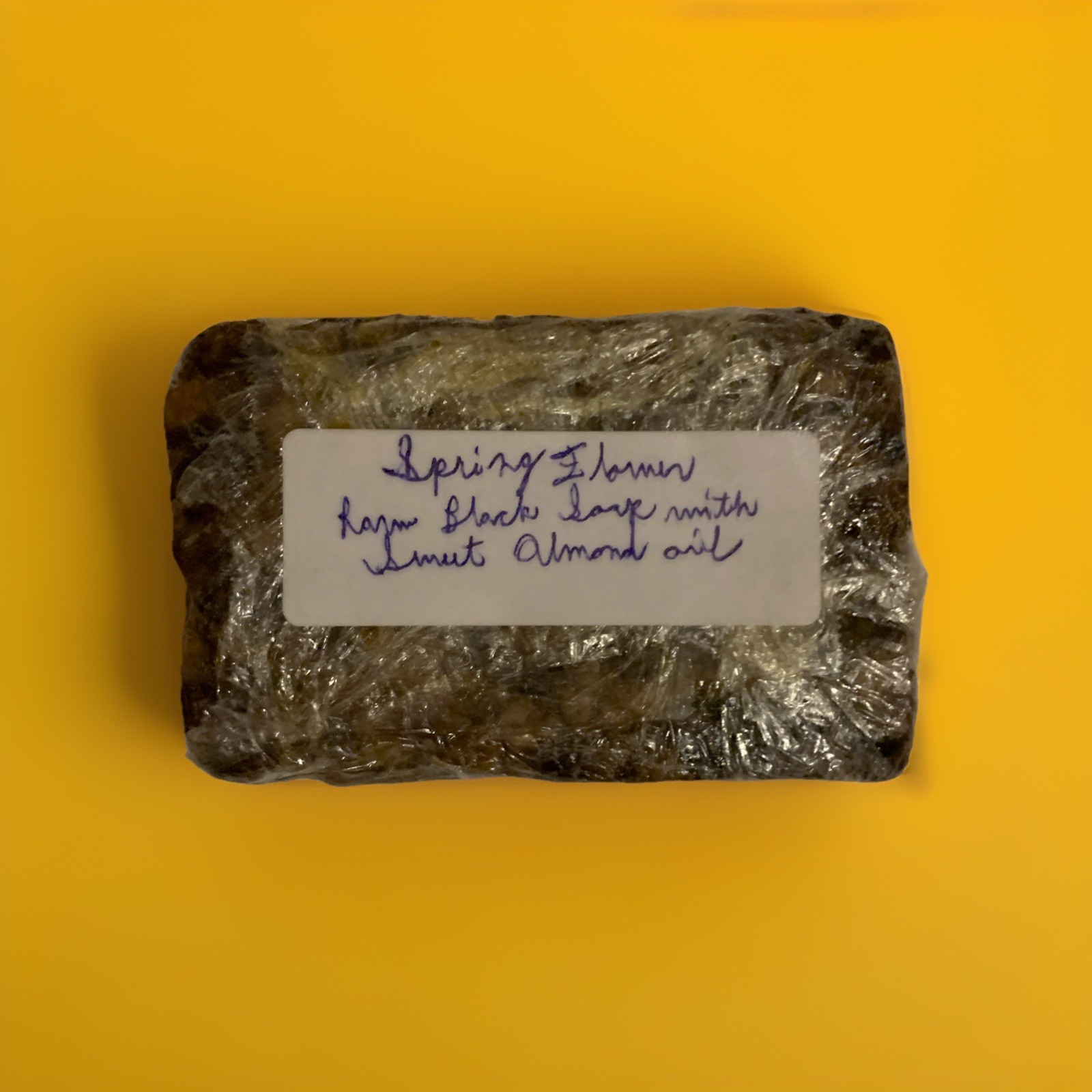 Raw Natural African Black Soap Bar 6 oz – with Sweet Almond Oil & Spring Flower