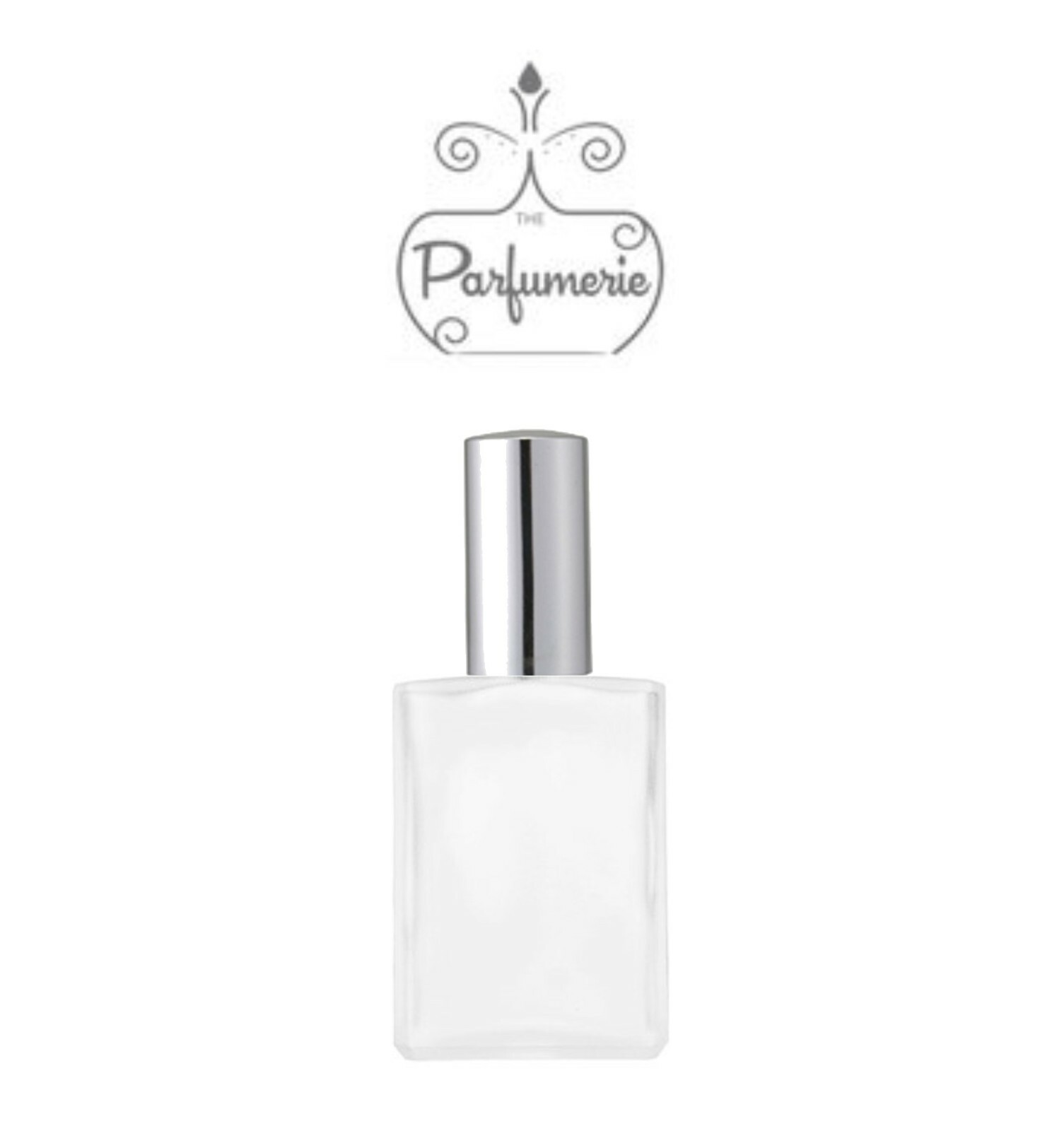 Perfume Atomizer Frosted Glass 2 oz. Silver Atomizer Top Refillable and Elegant