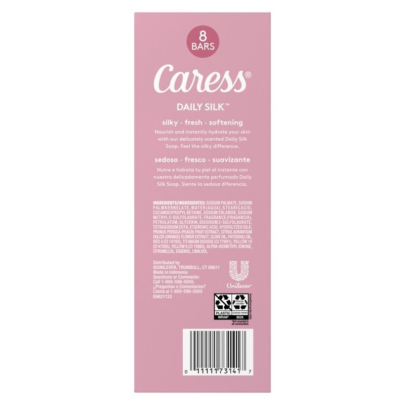 Caress 8 pk Daily Silk Bar Soap White Peach & Orange Blossom Floral Oil Essence