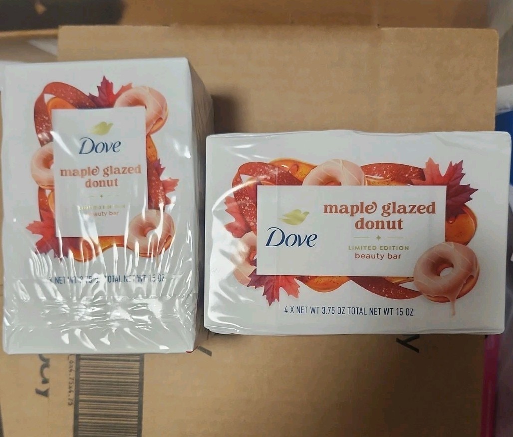 Dove Limited Edition Beauty Bar Soap Maple Glazed Donut Sealed 2 Packs Of 4