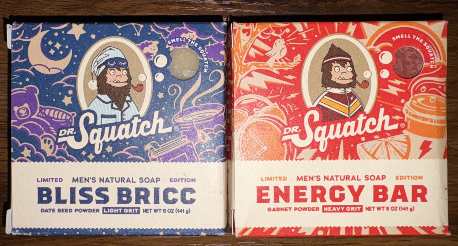Dr Squatch Energy Bar & Bliss Briccs Set 5 oz Each RARE and New Condition
