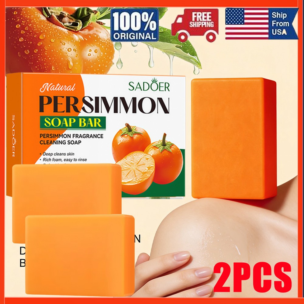 2X Persimmon Soap Bar Deep Clean Oil Control Body Odor Removal Moisturizing Skin