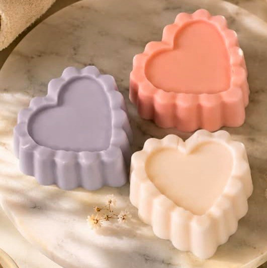 Handcrafted Decorative Heart-shaped Soap, 1 Purple, 1 Pink, & 1 White (3 total)