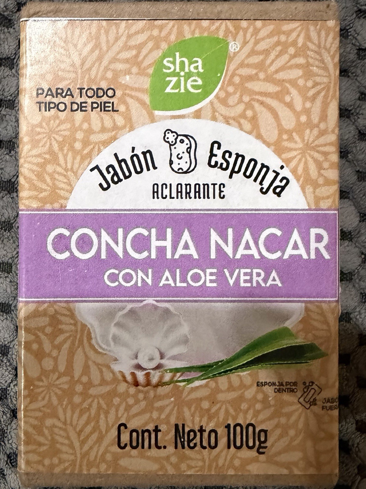 Sha Zie Concha Nacar Brightening Soap Sponge Bar Aloe Vera 100g White