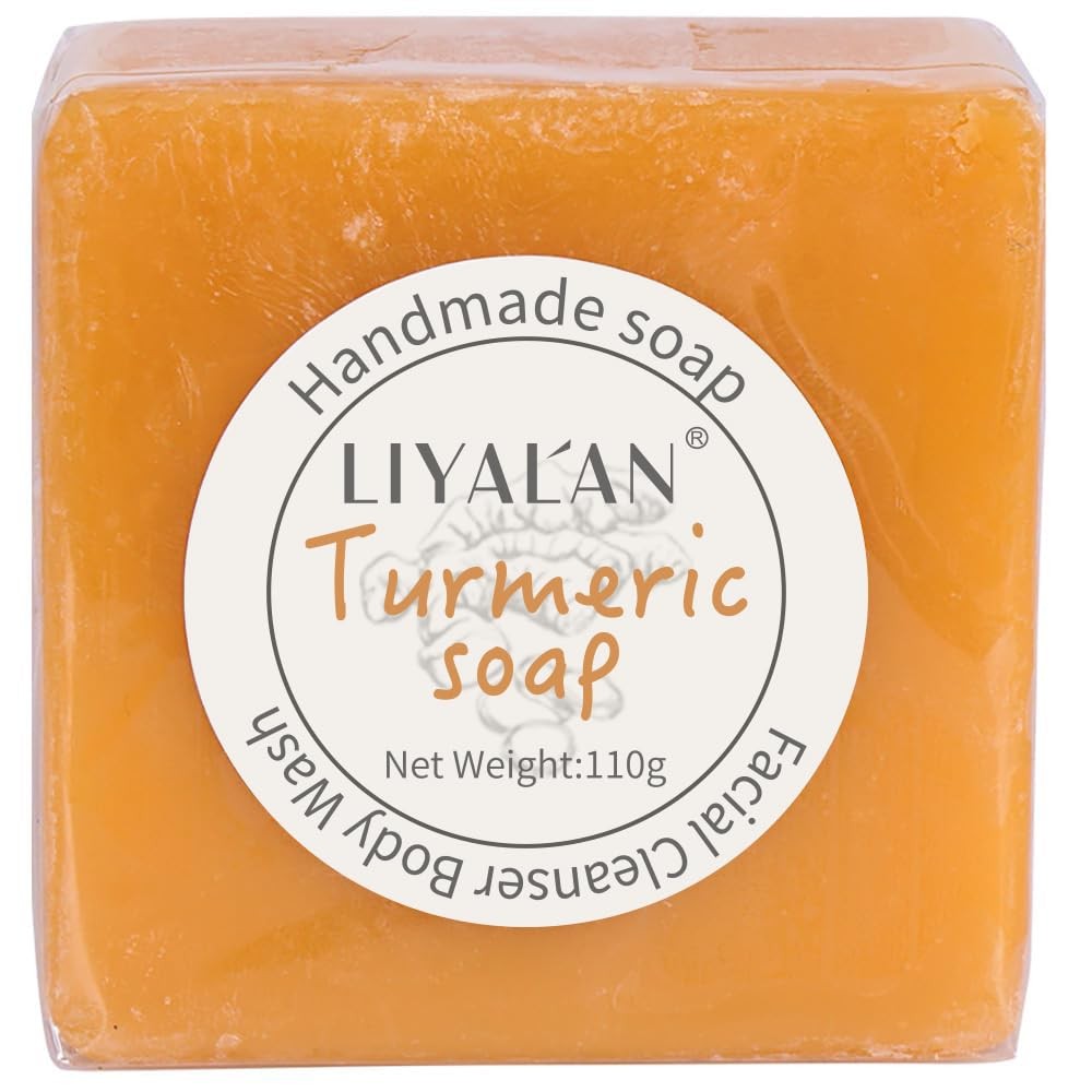 LIYALAN Turmeric Soap Bar for Face Body Smooth Skin,Deep Cleansing, Natural Vega