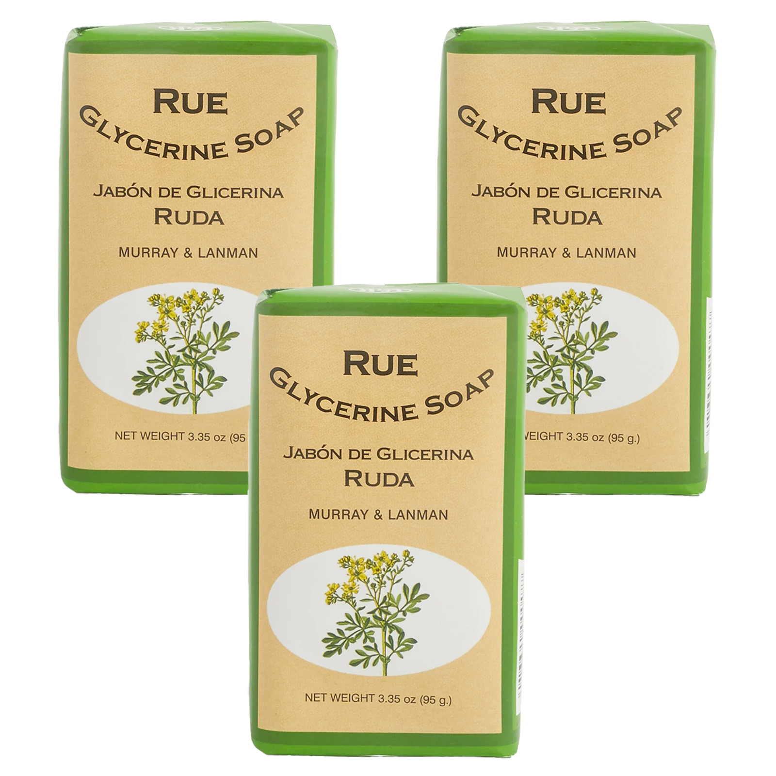 L&K Lanman & Kemp 3 Pack Glycerine Rue Soap, Ruda Soap