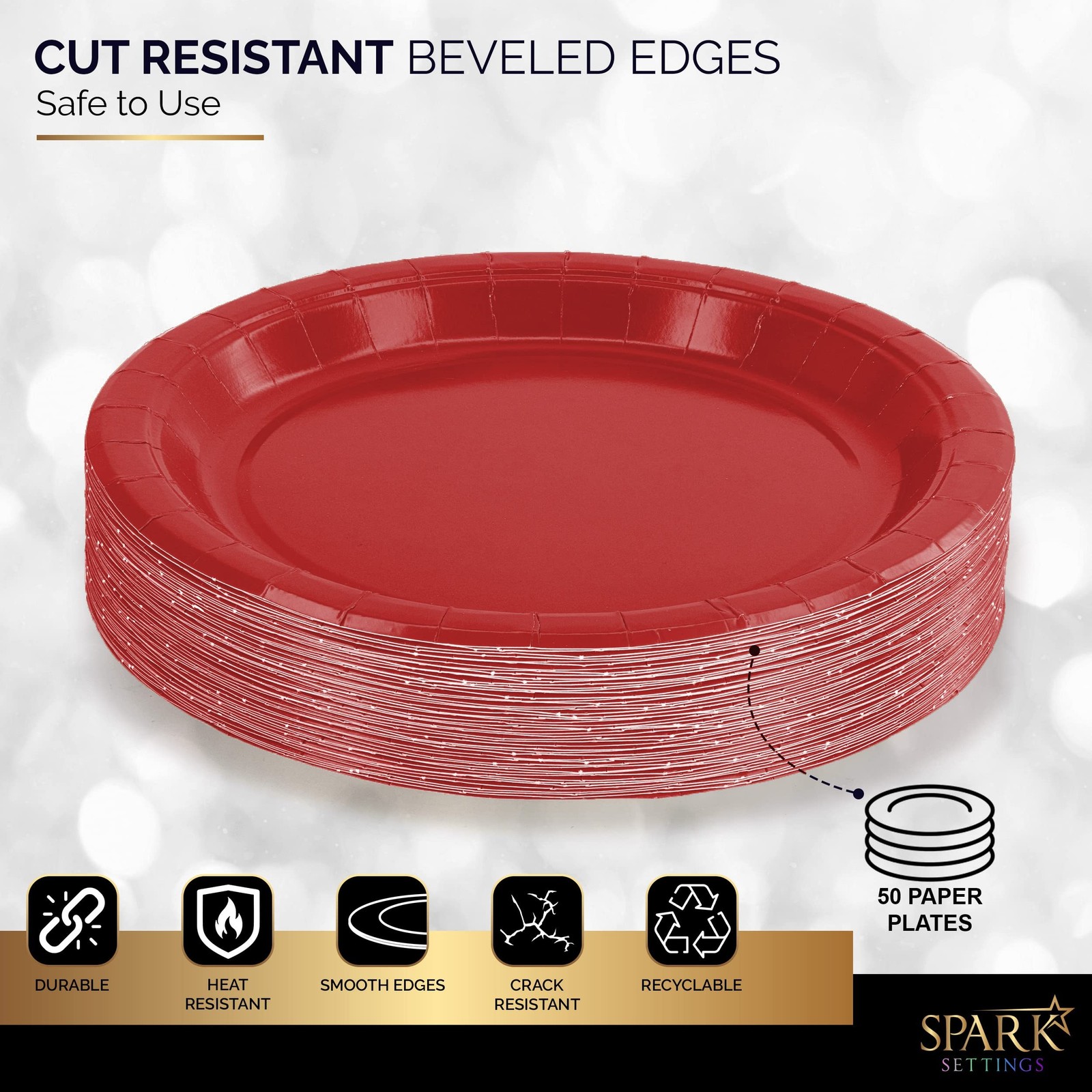 Amcrate Disposable Paper Plates Red, 7 Inch Paper Dessert Plates, Strong and …