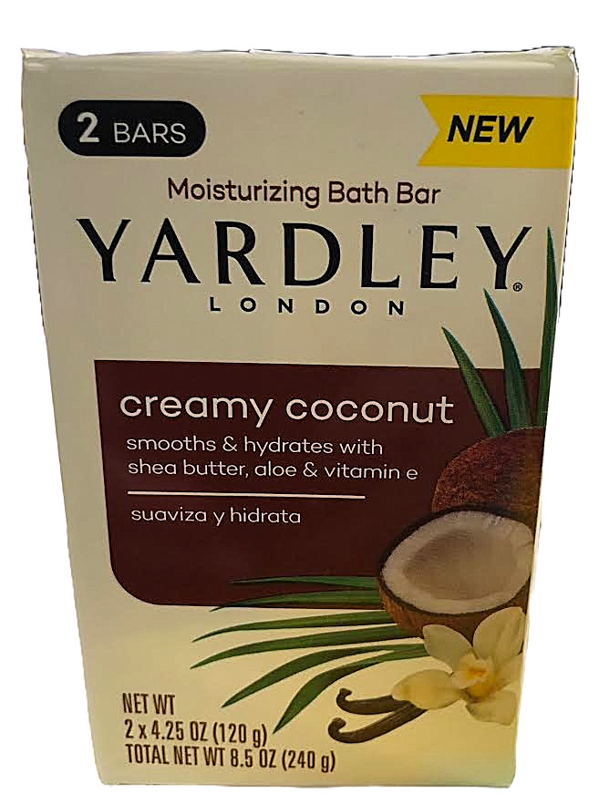 (2 Bars) YARDLEY London Creamy Coconut Moisturizing Bath Bars 4.25 Oz. Each