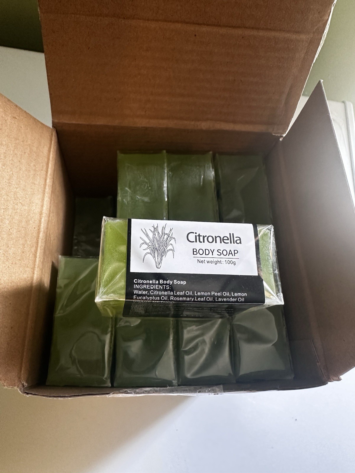 Citronella Body Soap Bar 100g Green Rectangular for Men & Women Body