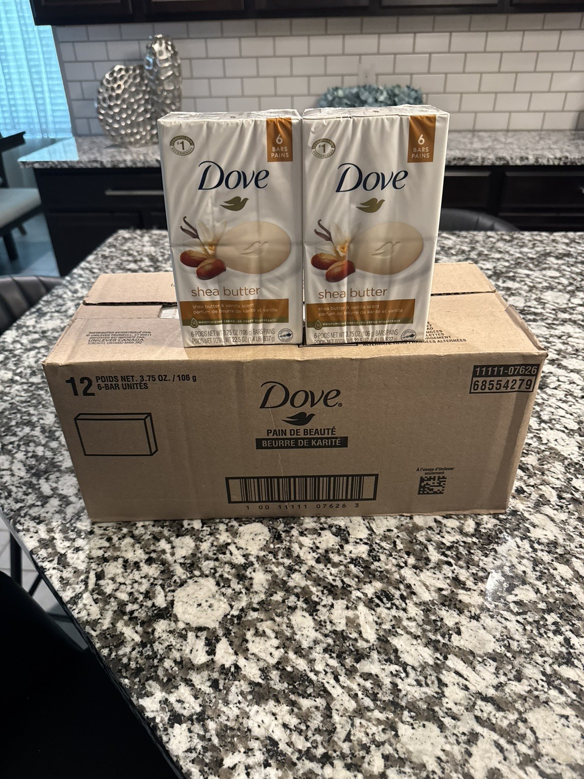 Dove Purely Pampering Shea Butter Vanilla Bar Soap – 72 Bar Bulk Case (12x 6-pk)