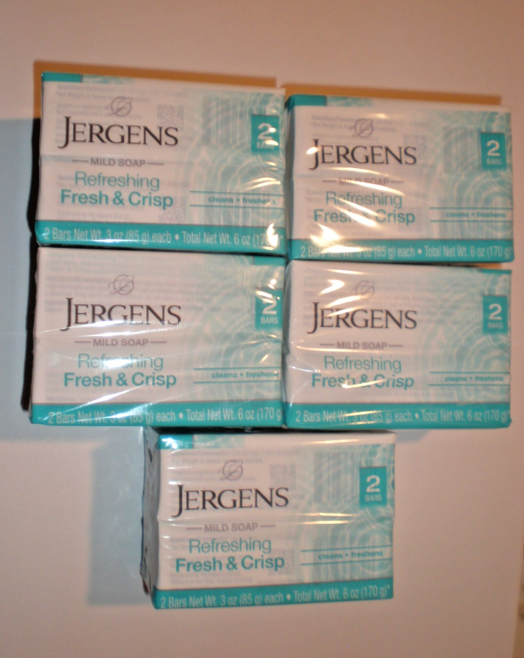 JERGENS MILD SOAP REFRESHING FRESH AND CRISP 5 Two packs 10 Total Bars 3 OZ each