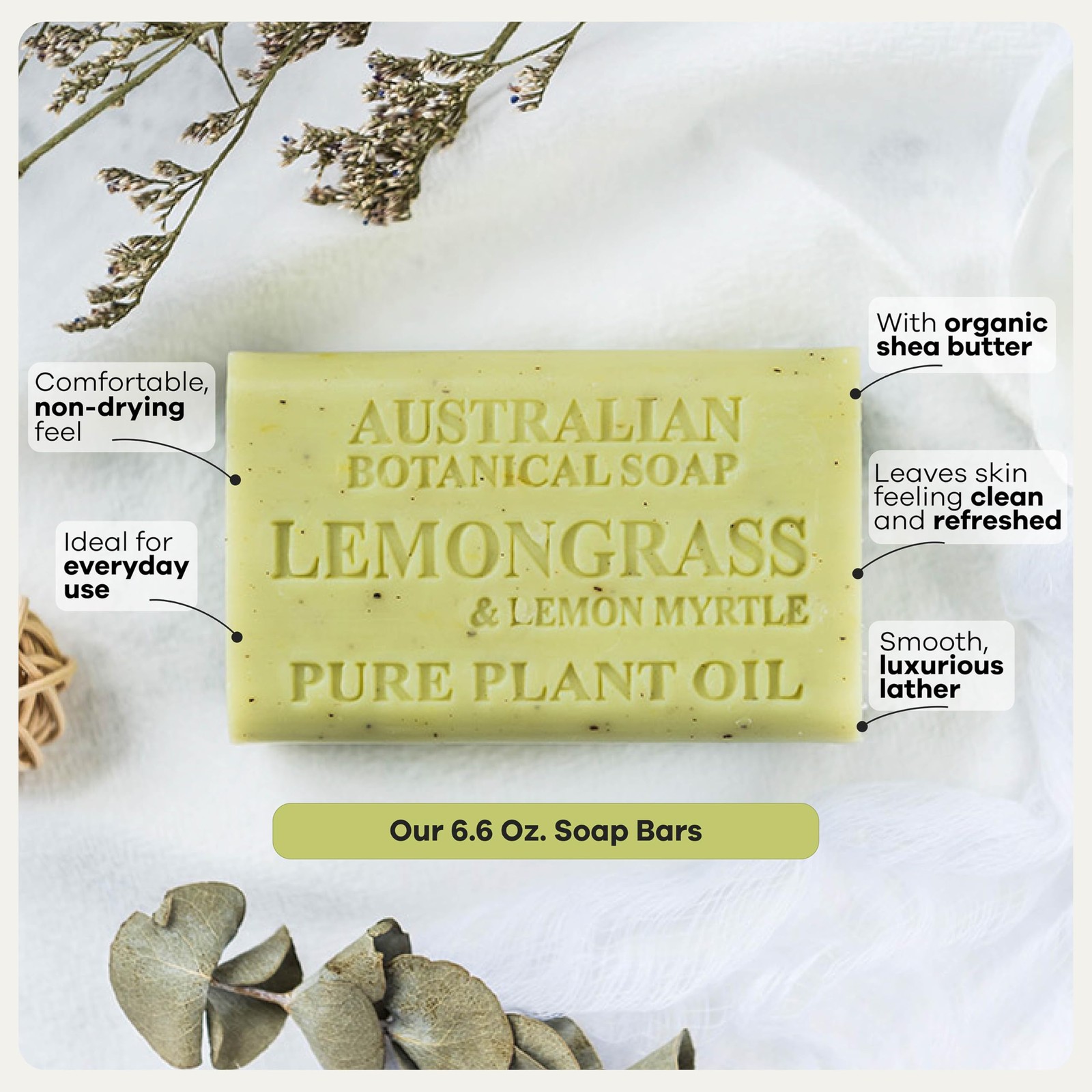 Australian Botanical Soap Variety Pack, 6.6 oz Bars – Goat Milk, Eucalyptus, …